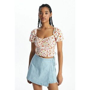 Bluza crop cu imprimeu floral si decolteu sweetheart XSIDE imagine