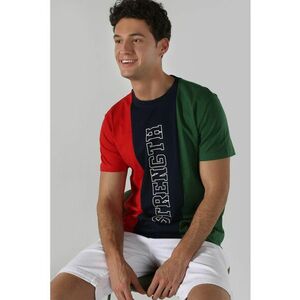 Tricou de bumbac cu model colorblock imagine