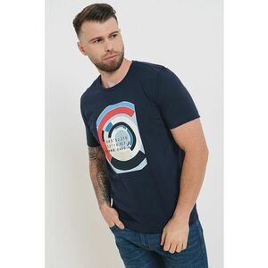 Tricou cu decolteu la baza gatului si imprimeu grafic imagine