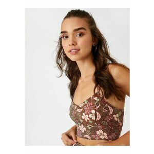 Top crop cu model floral imagine