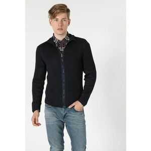 Cardigan slim fit cu fermoar si aspect striat imagine