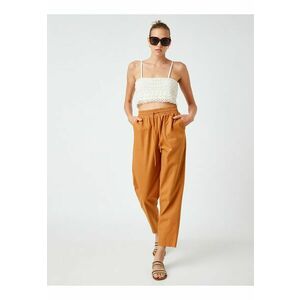 Pantaloni crop din amestec de in cu snur de ajustare imagine