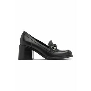 Pantofi loafer de piele cu toc masiv imagine