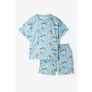 Set de tricou si pantaloni scurti din bumbac cu model - 2 piese imagine