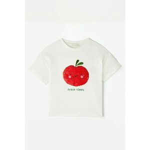 Tricou de bumbac cu model fructat cu paiete imagine