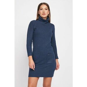 Rochie-pulover cu guler inalt si terminatii striate imagine