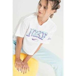 Tricou crop cu imprimeu logo imagine