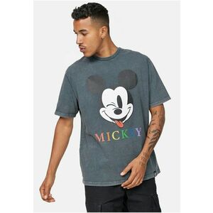 Tricou lejer cu decolteu la baza gatului si imprimeu Mickey Mouse imagine