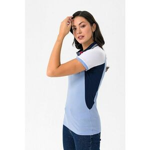 Tricou polo cu logo discret si model colorblock imagine