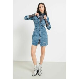 Rochie de denim cu buzunare pe piept imagine