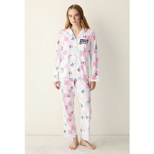 Pijama lunga din bumbac Hello Kitty imagine