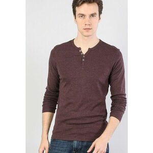 Bluza slim fit cu decolteu henley imagine