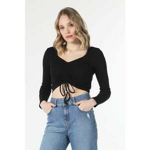 Bluza crop cu design plisat imagine