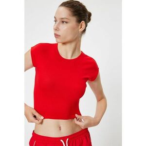 Tricou crop slim fit din amestec de modal imagine