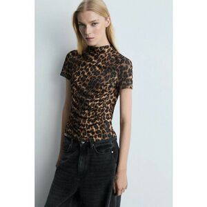 Bluza cu animal print si maneci scurte imagine