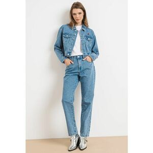 Jacheta crop de denim cu strasuri imagine