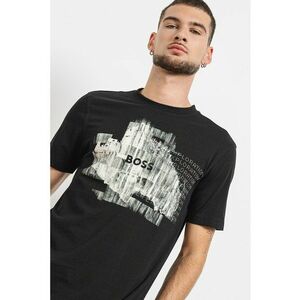 Tricou cu imprimeu grafic si decolteu la baza gatului imagine