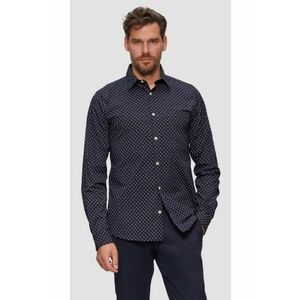 Camasa barbati cu maneca lunga - imprimeu cu puncte si croiala Slim Fit - Bleumarin imagine