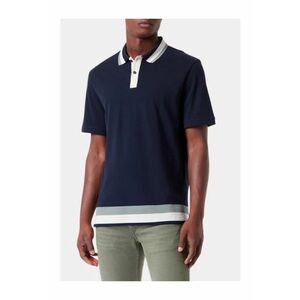 Tricou polo barbati cu detalii contraste si croiala Relaxed fit - Bleumarin inchis imagine