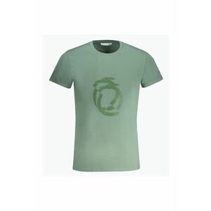 Tricou barbati cu imprimeu cu logo si decolteu la baza gatului - Verde imagine