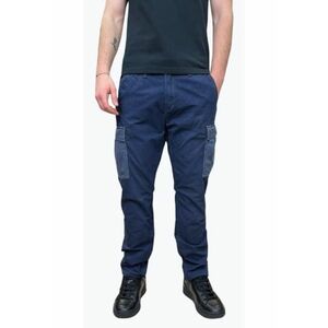 Pantaloni barbati Broome cu croiala Relaxed Slim Fit si aspect decolorat - Bleumarin deschis imagine