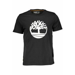 Tricou barbati din bumbac organic imprimeu cu logo si croiala Regular fit - Negru imagine