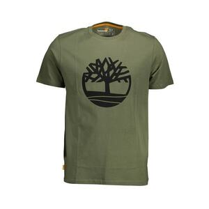 Tricou barbati din bumbac organic cu imprimeu cu logo si croiala Regular fit - Verde inchis imagine