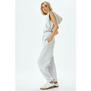 Pantaloni de trening cu talie ajustabila - Gri deschis melange - imagine