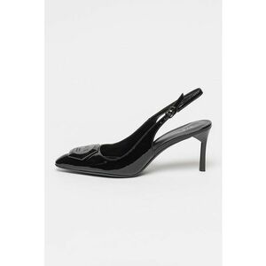 Pantofi slingback de piele lacuita cu aplicatie logo imagine