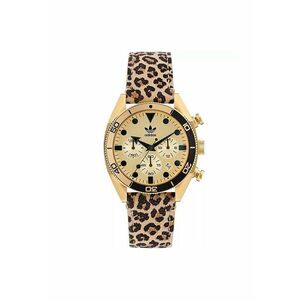 Ceas barbatesc EDITION TWO CHRONO ICON - curea din piele naturala animal print - carcasa inox auriu - 42x12.25mm - rezistenta la apa 10 ATM imagine