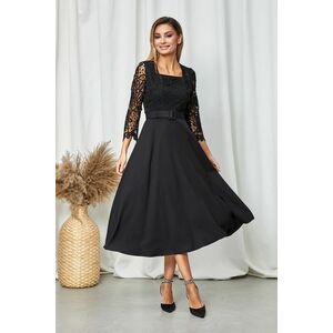 Rochie cu elastic in talie si dantela, neagra imagine