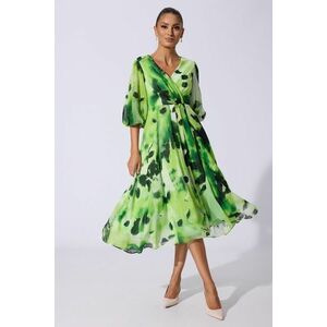 Rochie eleganta verde cu maneci bufante imagine