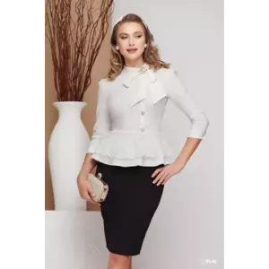 Camasa dama office alba cu peplum dantelat si nasturi pretiosi imagine