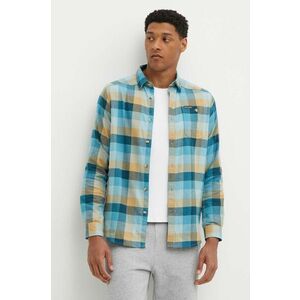 Columbia cămașă Cornell Woods Flannel LS bărbați, culoarea turcoaz, cu guler clasic, regular 1617951 imagine