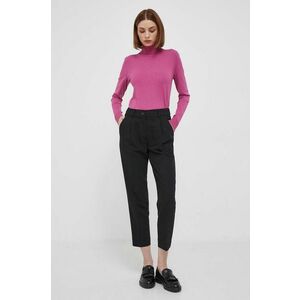 Sisley Pantaloni femei, culoarea negru, model drept, high waist imagine