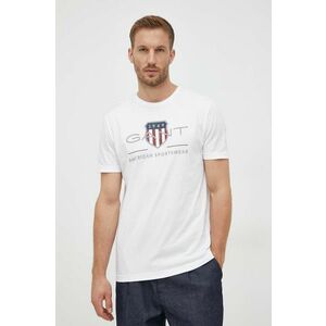 Gant tricou din bumbac culoarea alb, cu imprimeu imagine