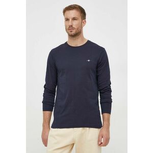 Gant longsleeve din bumbac culoarea albastru marin, neted imagine