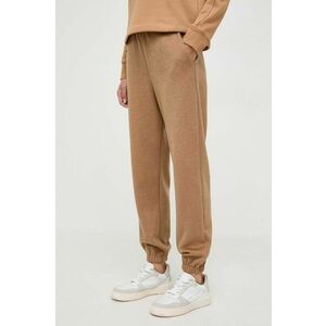 Weekend Max Mara pantaloni de trening cu amestec de lână culoarea bej, neted imagine