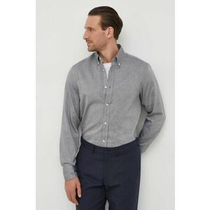 United Colors of Benetton camasa din bumbac barbati, culoarea gri, cu guler button-down, regular imagine