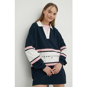 Tommy Jeans hanorac de bumbac culoarea bleumarin, cu model DW0DW17226 imagine