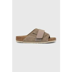 Birkenstock papuci din piele Kyoto barbati, culoarea bej imagine