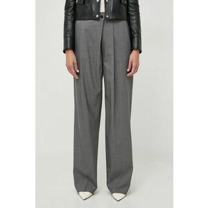 BOSS pantaloni de lână culoarea gri, drept, high waist 50505608 imagine