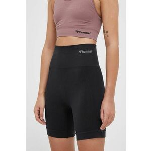 Hummel pantaloni scurți de antrenament Tif culoarea negru, neted, high waist imagine