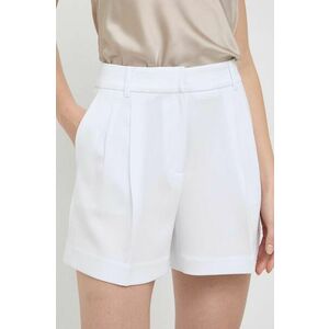 MICHAEL Michael Kors pantaloni scurti femei, culoarea alb, neted, high waist imagine