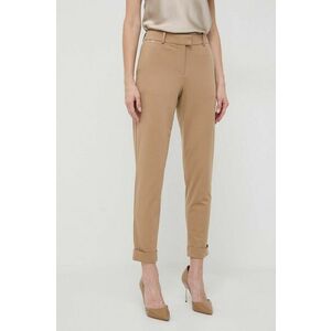 BOSS pantaloni femei, culoarea bej, mulată, high waist 50501701 imagine