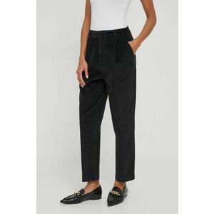 United Colors of Benetton pantaloni de catifea cord culoarea negru, drept, high waist imagine