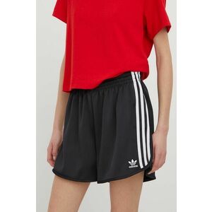 adidas Originals pantaloni scurți femei, culoarea negru, cu imprimeu, high waist IU2528 imagine