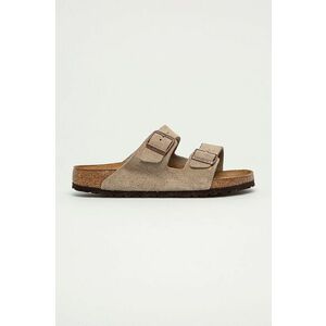 Birkenstock papuci din piele Arizona barbati, culoarea gri, 951301 imagine