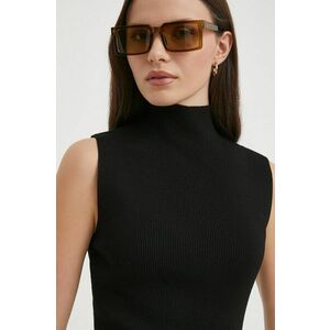 Sisley top femei, culoarea negru, cu turtleneck imagine