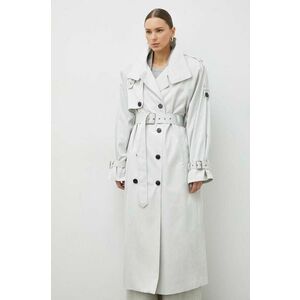 Gestuz trench femei, culoarea gri, de tranziție, oversize 10908742 imagine